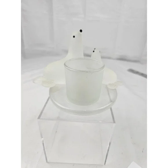 PartyLite Candle Holder Frosted‎ Glass Seals Mother and Baby Cute Home Decor - Picture 8 of 10